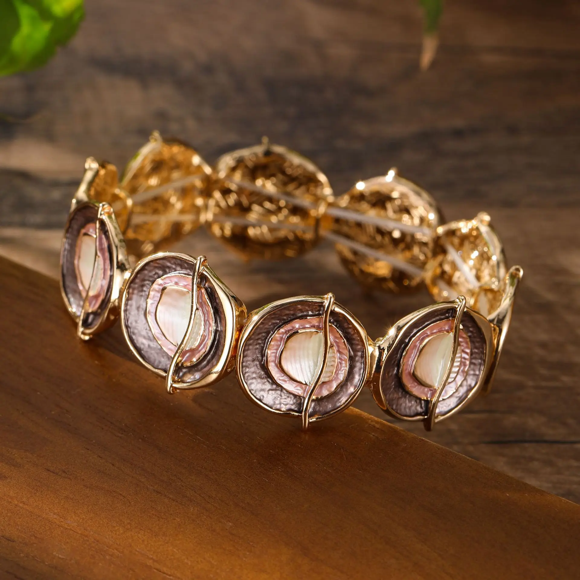 DIY accessories enamel color round geometric elastic bracelet, personalized and creative irregular three-dimensional round cake