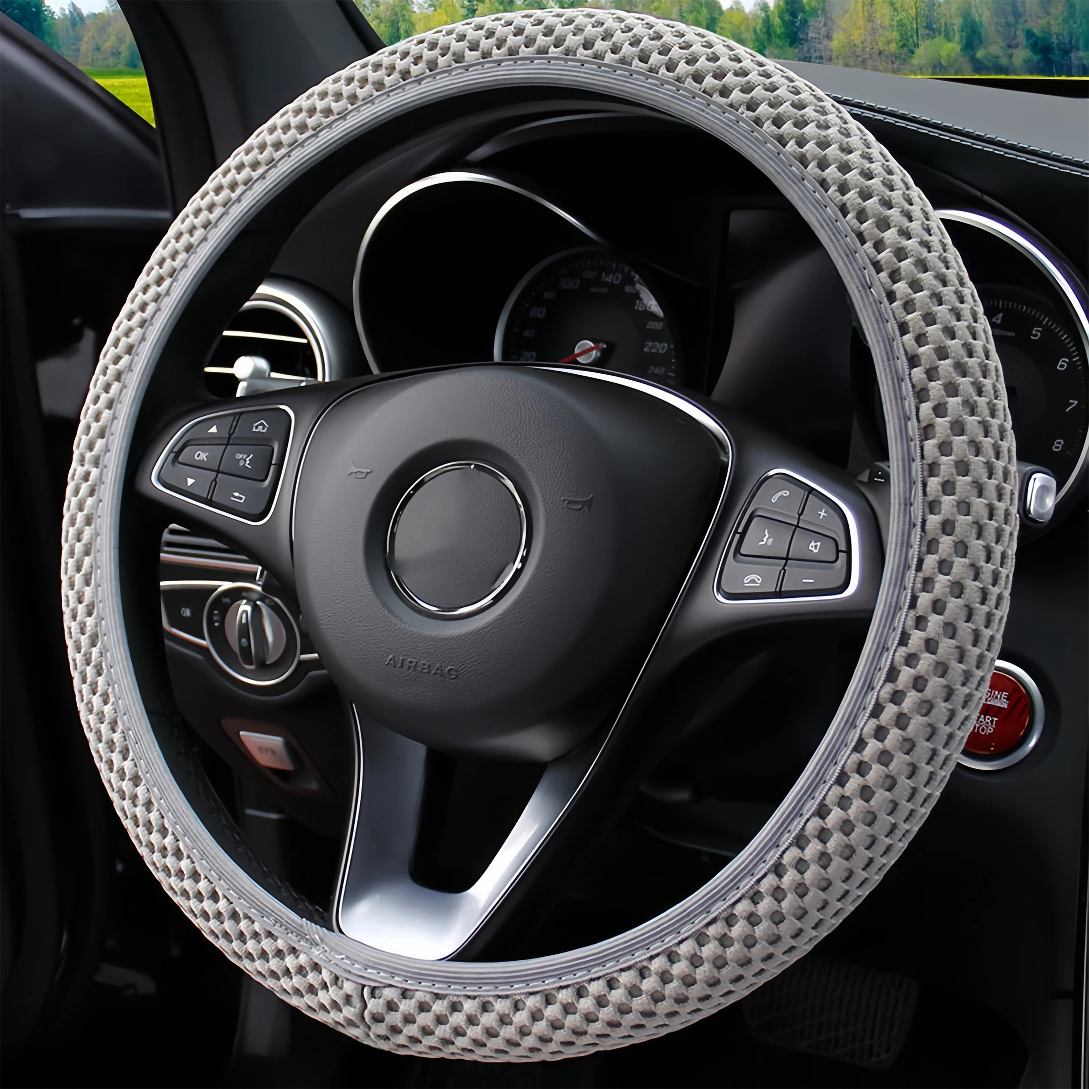 Four Seasons Universal Ice Silk Car Steering Wheel Cover