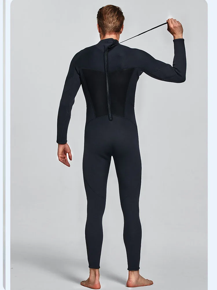 Herren-Tauchanzug, 3 mm Neopren, Ganzkörperanzug mit langen Ärmeln, geeignet für Speerfischen, Schnorcheln, Surfen, Kanufahren und Tauchen, mit Reißverschluss. – Detail 11