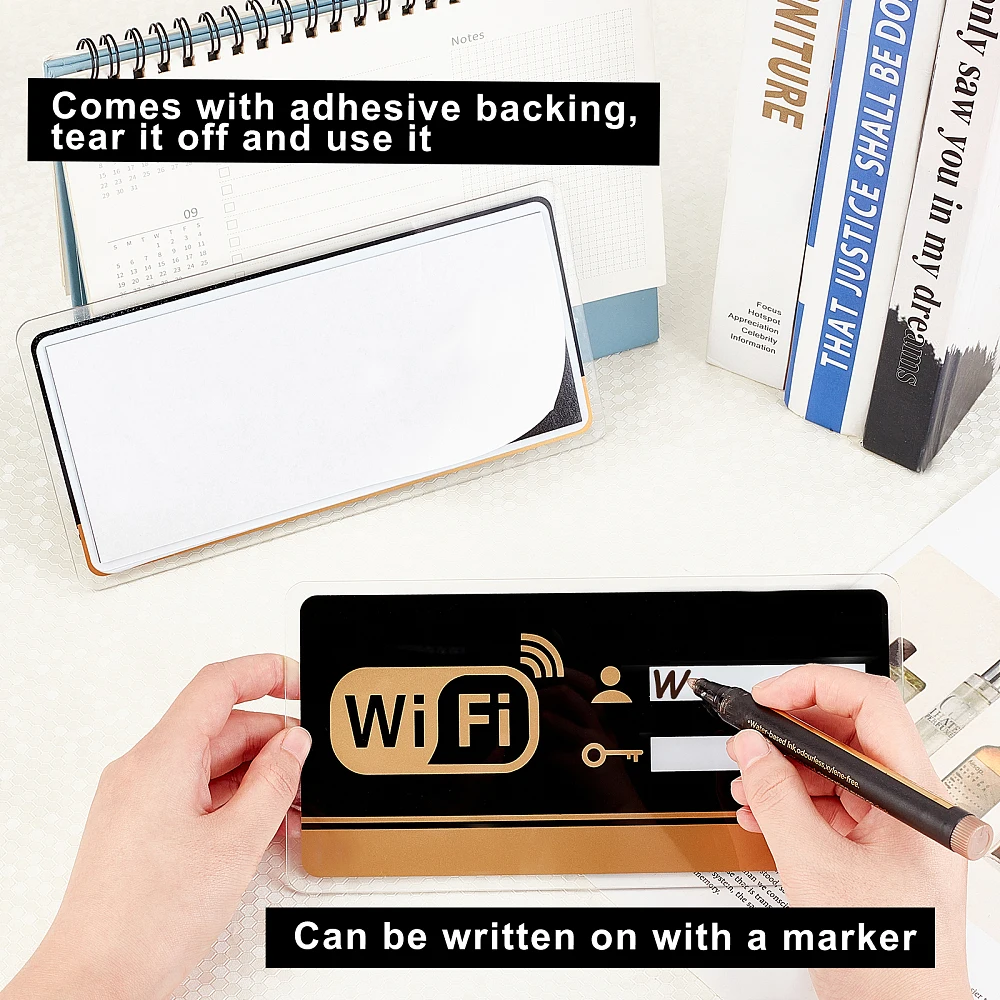2 قطعة علامة كلمة مرور WiFi مستطيلة من الأكريليك لتغطية WiFi علامة تغطية الشبكة اللاسلكية مع لاصق لغرفة الاجتماعات #3