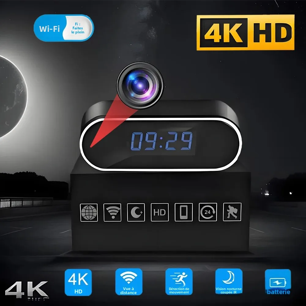Nouvelle caméra WiFi HD 4K, clarté améliorée, vision nocturne infrarouge, prend en charge la visualisation à distance, la détection de mouvement, caméra sans fil domestique