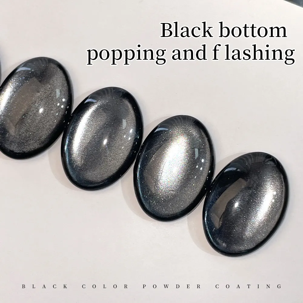 1 قطعة مسحوق الكروم الأسود مرآة تأثير طلاء الأظافر الترا برايت قاعدة نقية نقع قبالة هلام البولندية القط العين مسمار مانيكير الديكور #4