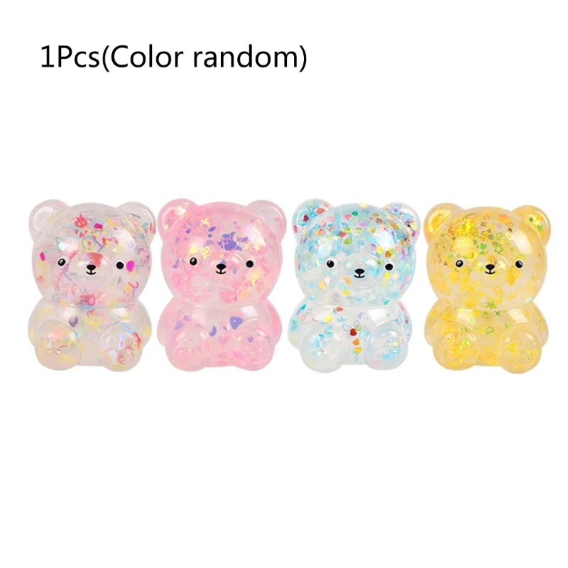 Stress Relief Toy for Adult Hand Squeeze TPR Bear Toy Squeeze Fidgets Sequins Bear Pinch Toy Holiday Goodie Bag Drop shipping