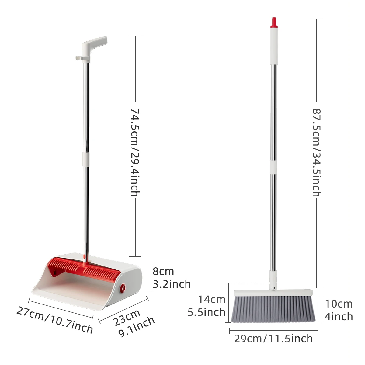 Broom and Dustpan Set for Home,Dustpan with Broom Combo Set,Household Standing Dustpan and Broom for Indoor Lobby Office Kitchen