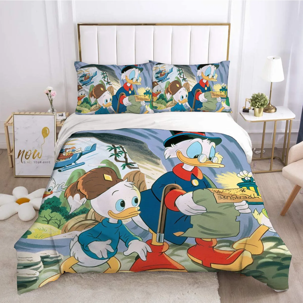 ديزني الكرتون دونالد داك طقم سرير طقم سرير الأطفال فتاة حاف طقم أغطية مجموعات الفراش غطاء الملكة الملك الحجم