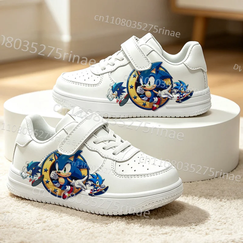 Children Casual Shoes for Boys Girls S-Sonics Cartoon Print Exclusive Design Non Slip Kids Daily Walking Sports Board Shoes