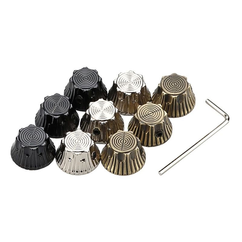 3Pcs Electric Guitar Bass Knobs with Hole Volumes Tone Control Knobs Metal Guitar Knobs Potentiometer Caps