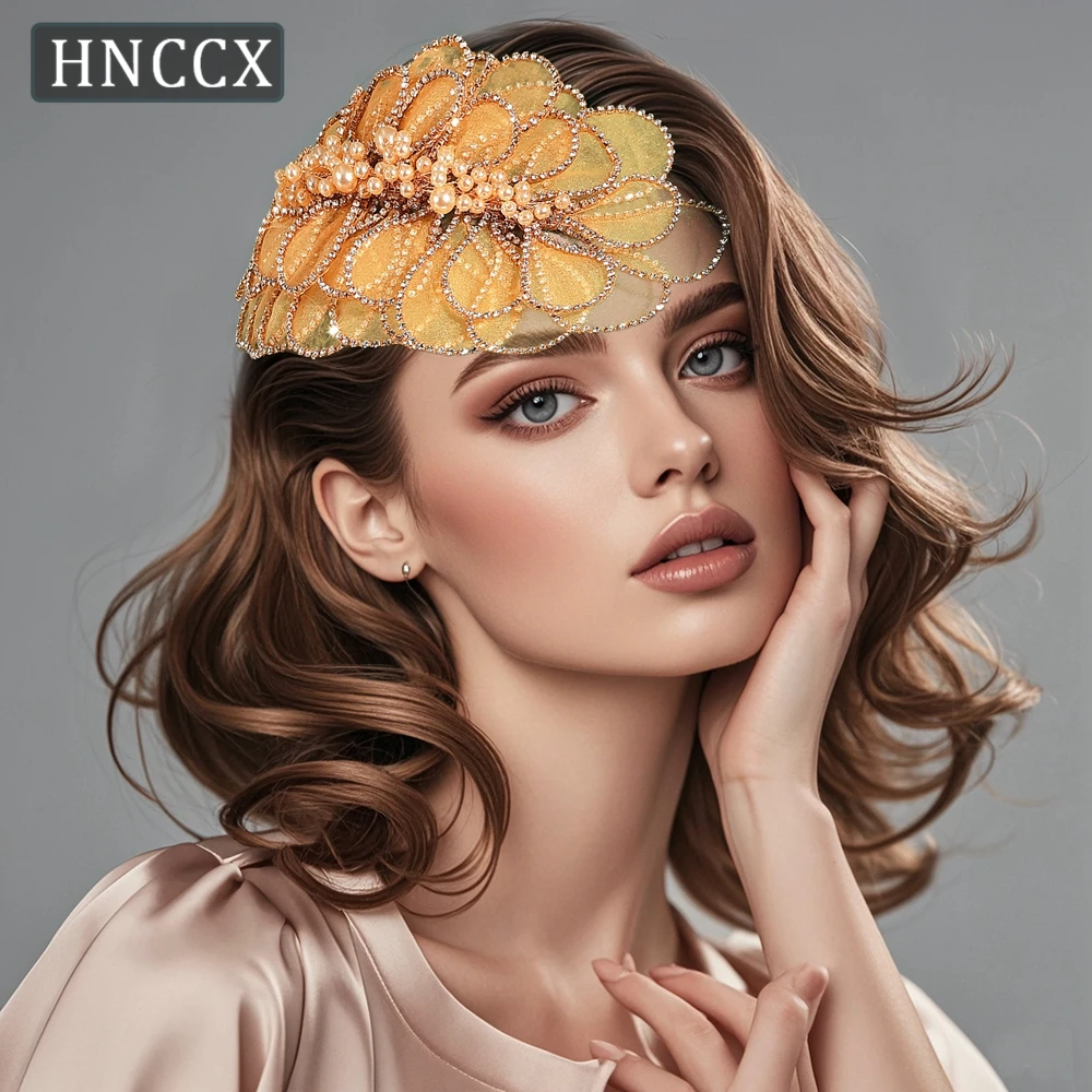 

HNCCX Luxury Gold Color Headband Pearl Wedding Headpieces Bride Haie Jewelry Women Prom Banquet Headdress Accessories CP681