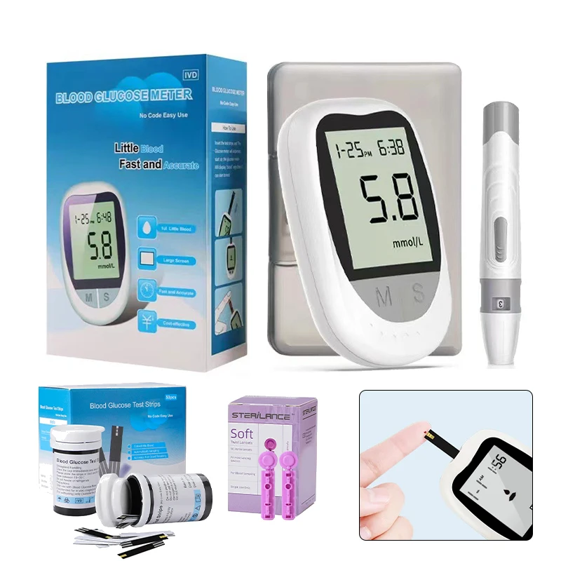 Blood Glucose Meter Blood Glucose Tester Medical High Blood Glucose Measuring Machine  50/100 Test Strips Lancets Diabetes