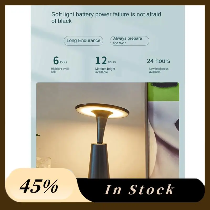 

Table Lamp Simple Restaurant Bar Decor Ambient Light Touch USB Rechargeable Desk Lamp Night Light Black Easy Install