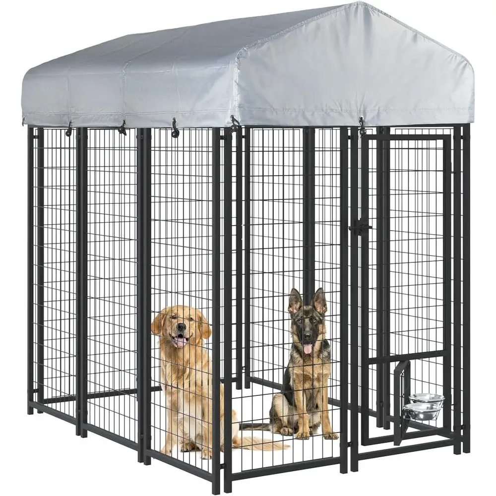 

Уличный вольер для собак 6x4x6 футов для крупных пород, сверхпрочный стальной вольер из сварной проволоки с надежным замком, вольер для животных с УФ-защитой