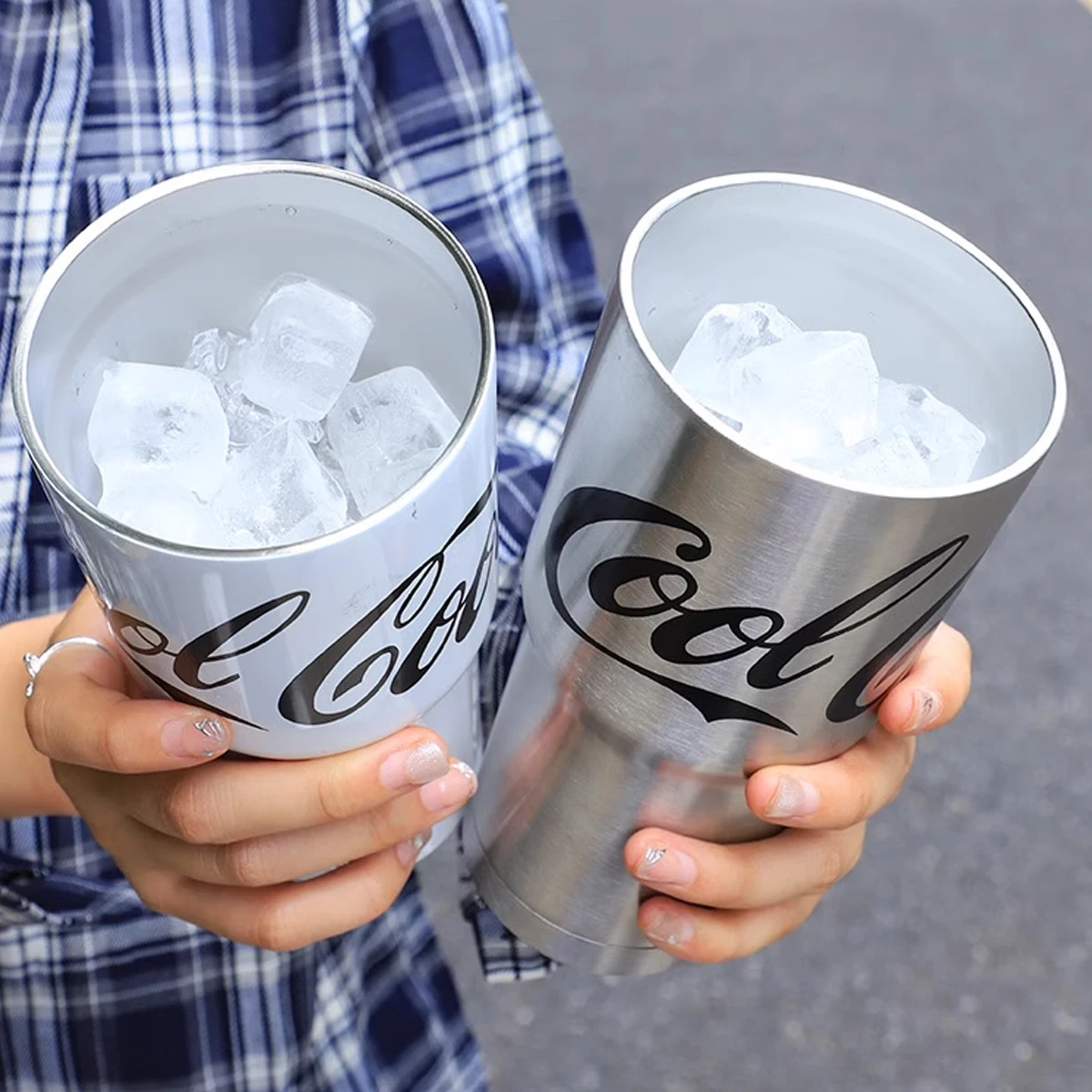 304 Stainless Steel Double-Layer Mug, Large Capacity 20oz Coca Cola Water Cup, Mug