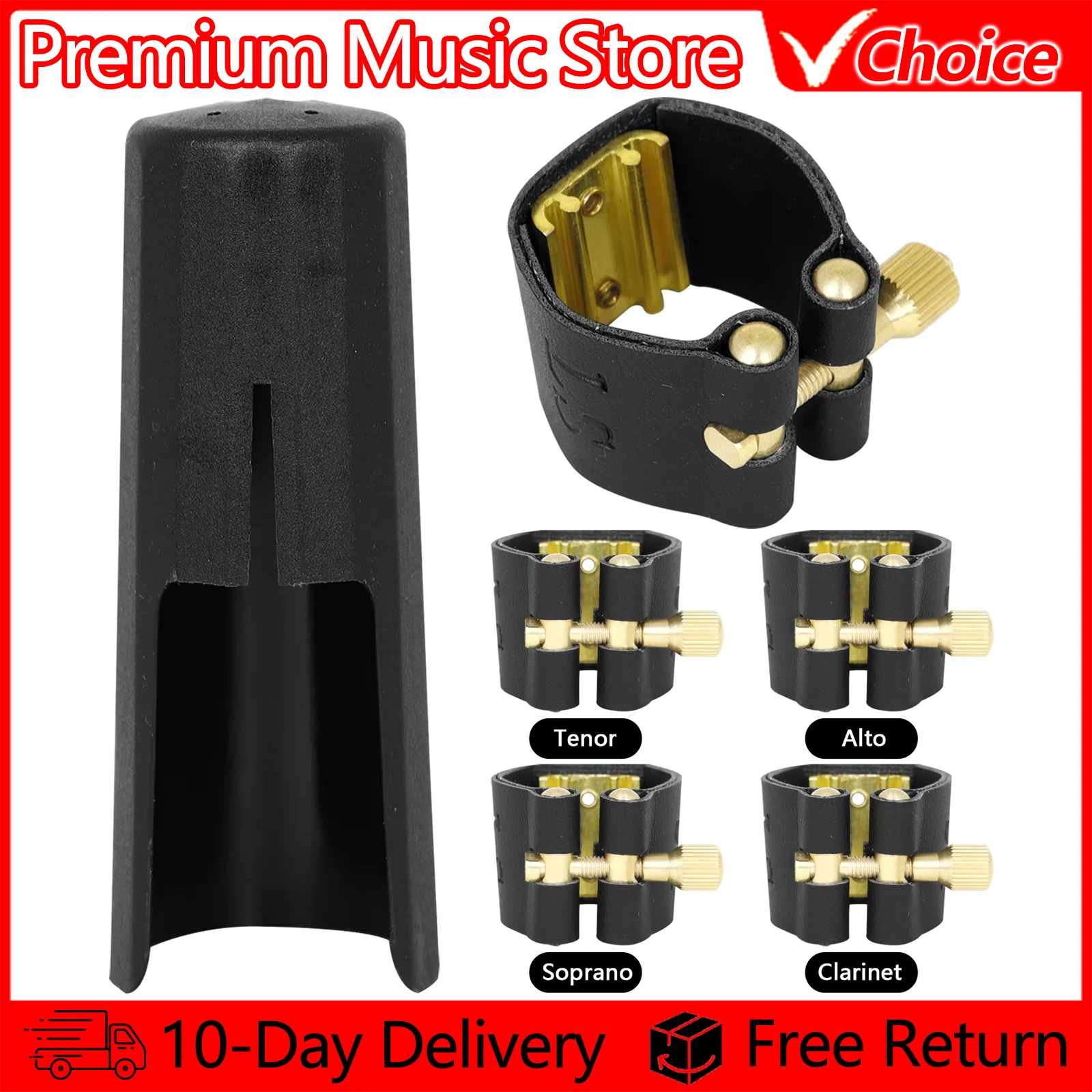Sax Mouthpiece Ligature And Cap Clarinet Mouthpiece Leather Fastener Clip Ligatures For Alto Soprano Tenor Saxophone Parts
