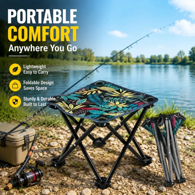 Portable Outdoor Folding Stool Lightweight Mazar Small Bench for Camping Fishing Art Sketching Beach Rest and Other Outdoor