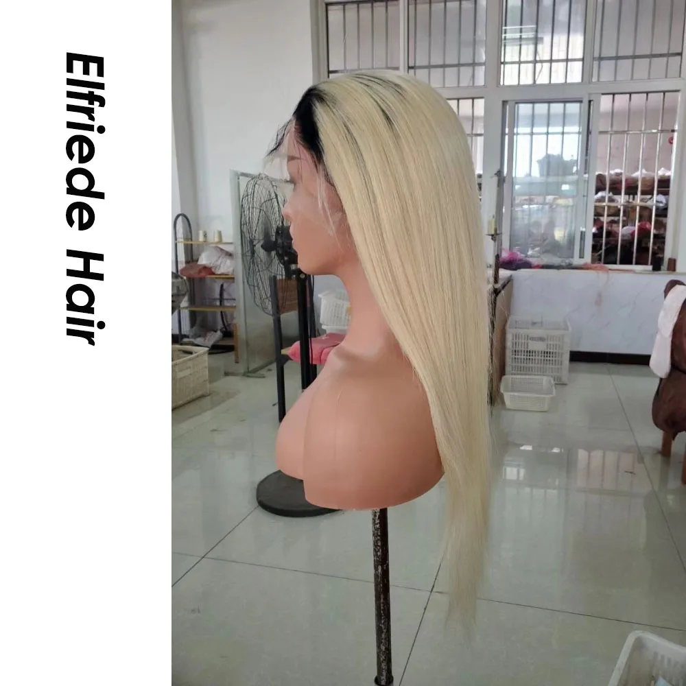 Elfriede 1B/613 Blonde Straight Lace Front Wig for Women Colored Wig 4x4 13X4 13X6 HD Lace Frontal Wig 100% Remy Human Hair Wigs