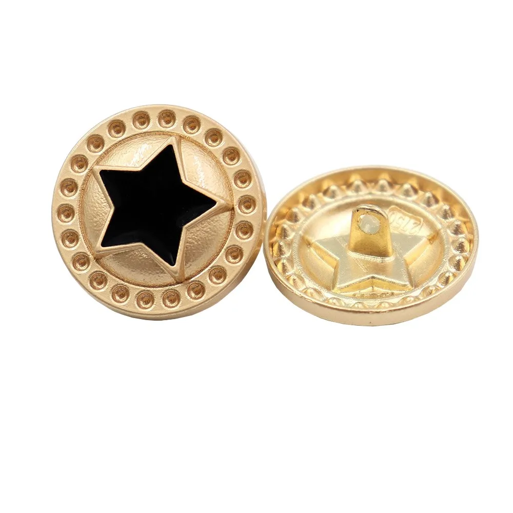 22mm  25mm 10Pcs/Lot Star Bee Pattern Metal Button Gold Sweater Coat Decoration Shirt Buttons Accessories DIY JS-513