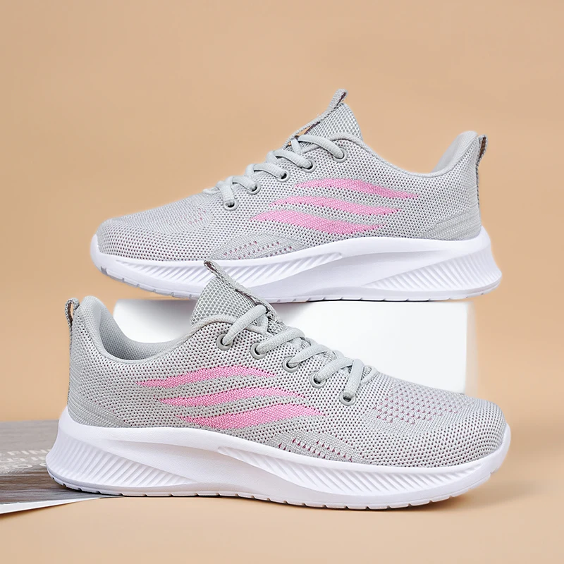 

Уличные кроссовки, женские мягкие и легкие противоскользящие сетчатые повседневные туфли, женская дышащая спортивная обувь на толстой подошве