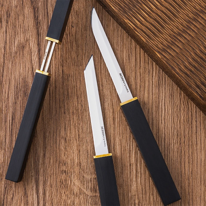 Stainless Steel Double Blade with Wood Handle Kitchen Knives Utility Knife Outdoors Fishing Cutting Household Cooking Cutter