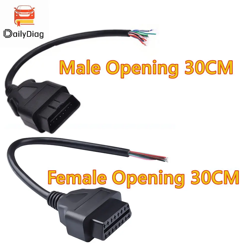 

Best Quality OBD2 16pin Female/Male Connector Opening Cable 30CM Car Diagnostic Interface Tool Adapter Diagnostic Tool