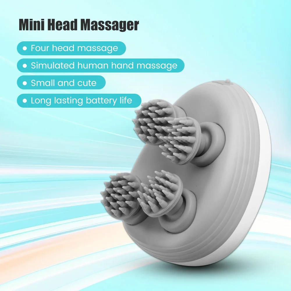 Electric Head Scalp Massager with 4 Kneading Massage Heads Body Deep Tissue Massager for Hair Growth Relaxtion and Cat Pet Claw