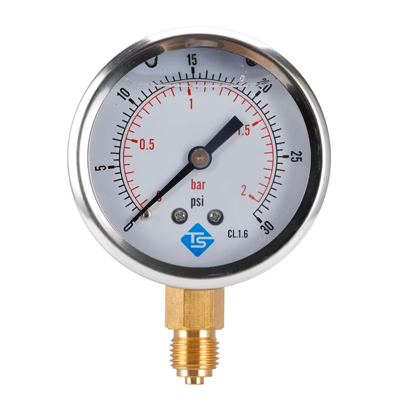 Low Pressure Gauge 0-2Bar,0-30Psi 1/4inch 68mm Dial Hydraulic Water Pressure Gauge Manometer Pressure Measuring Tool