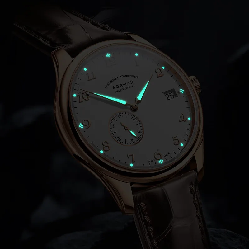 BORMAN Men Automatic Watch 41mm Ultrathin Mechanical Wristwatch 5Bar Waterproof Sapphire Luminous Hangzhou5000 Mini Rotor
