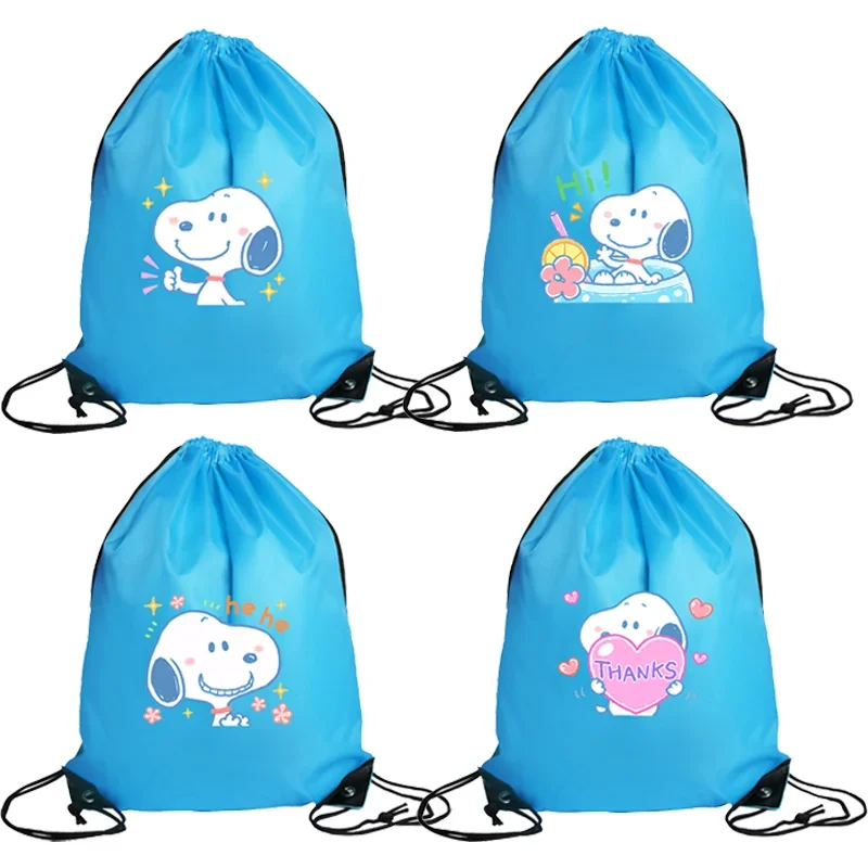 Snoopy Boys Drawstring Bag Sports Waterproof Backpack Bundle Pocket Basketball Gym Bags Cartoon Anime Kids Birthday Kawaii Gifts