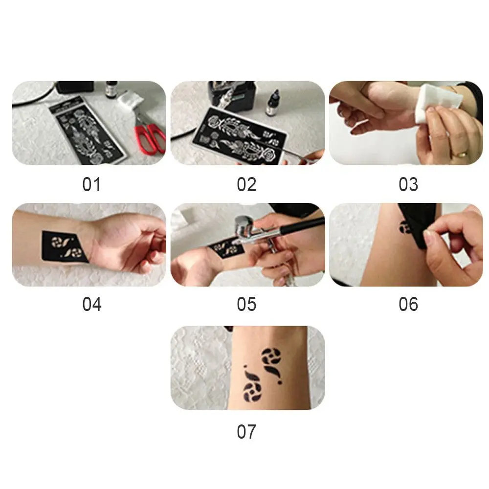 6 tipi di trucco bellezza kit body art fai da te decalcomania temporanea per le mani India adesivo all'henné stencil per tatuaggi