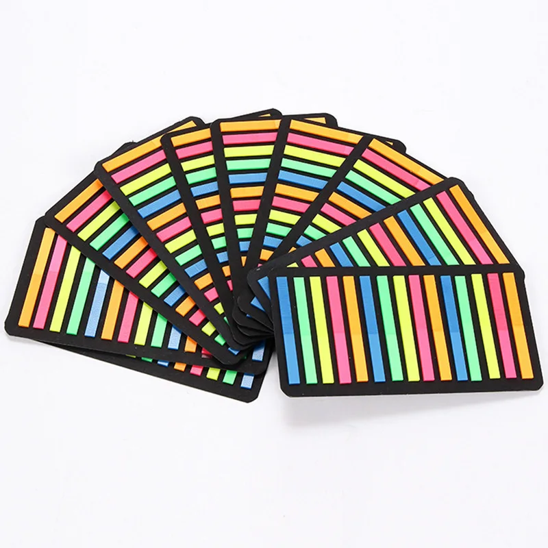 1~6PCS Sticky Bookmarks PVC Sticky Labels Lightweight No Trace  Fashion Fluorescent Self Sticky Notes Lined Memos Decor