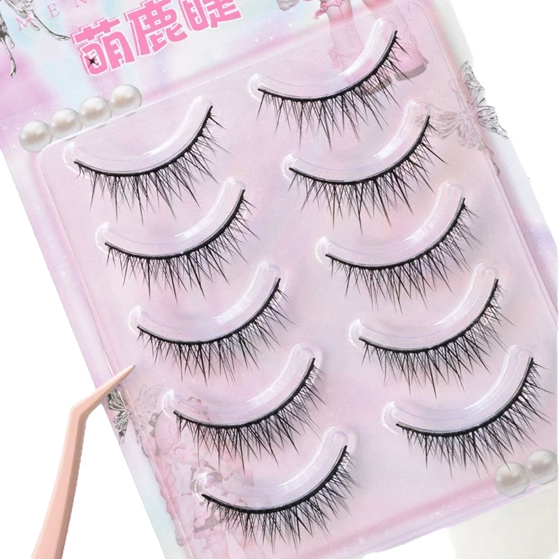 5 Paar Manga Baby Straight Lashes Hard Band Natural Fish Tail False Eyelashes Daily Cosplay Makeup – Detail 5