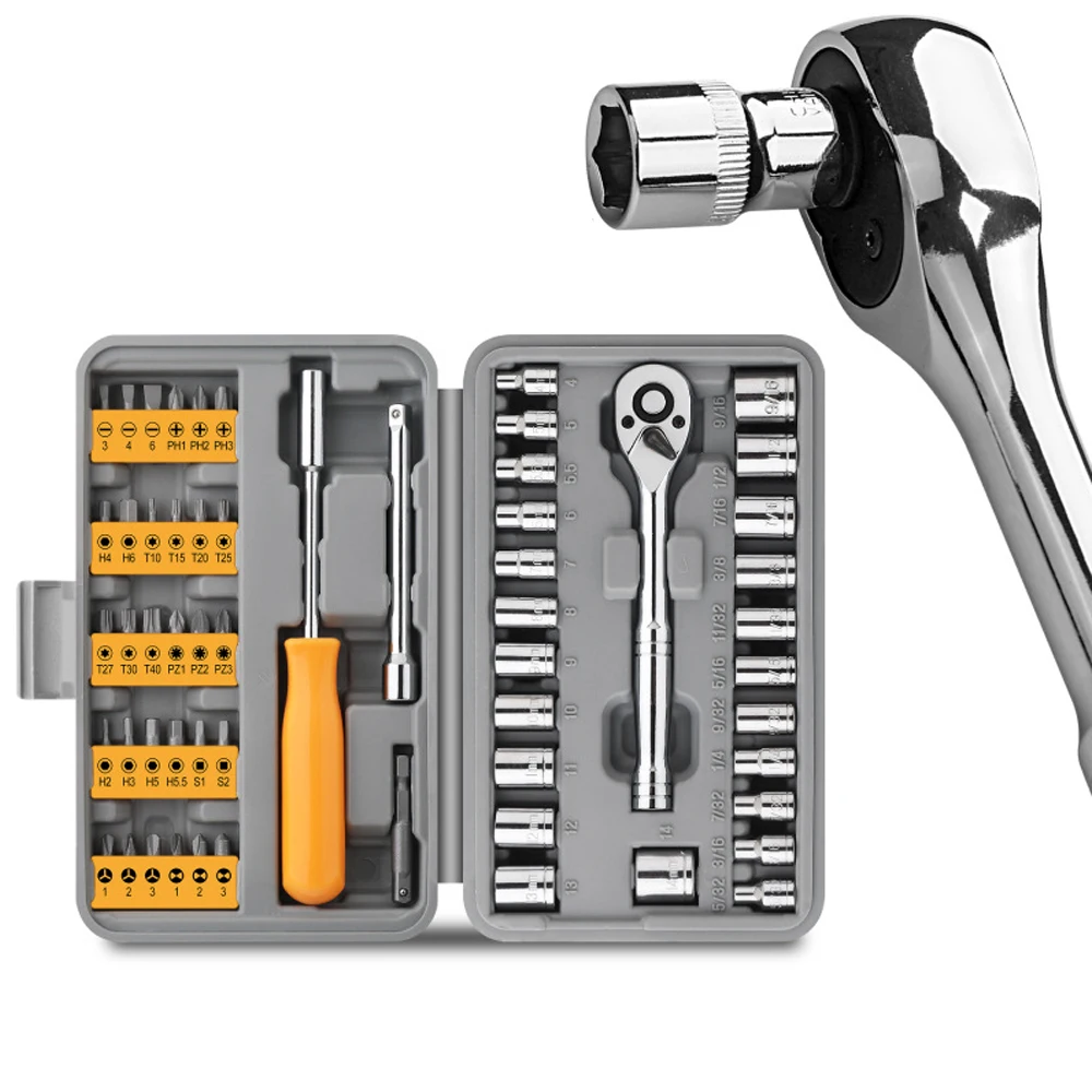 

57 Pieces Of Hexagon Socket T10, T30, T40 Plum-shaped Flat-head Screwdriver Bit Set In Metric And Imperial Systems