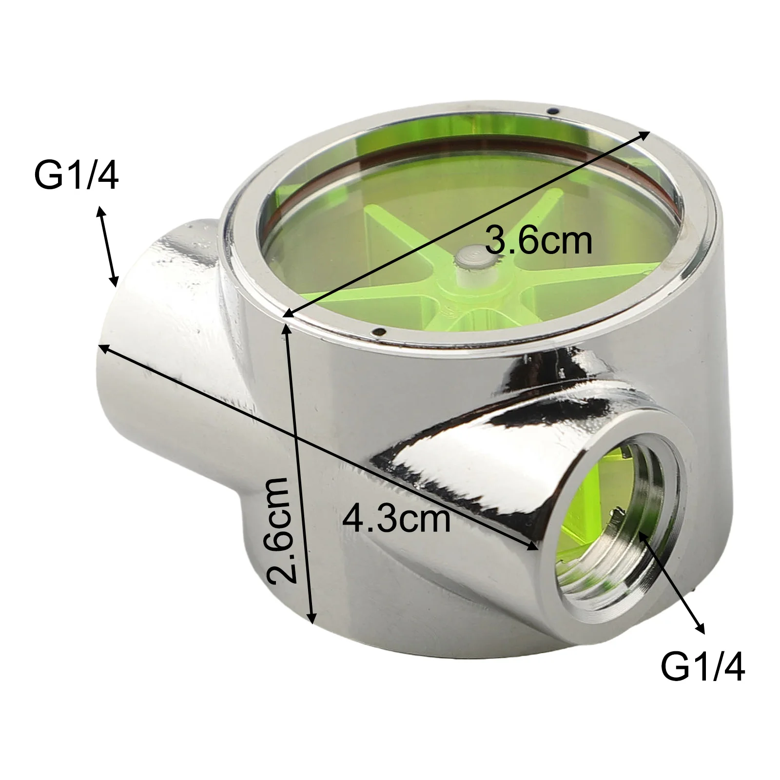 Silver Brass 5-Impeller Water Cooled Flowmeter G1/4 Thread Metal Indicator For PC Computer Liquid Cooling System Equipment