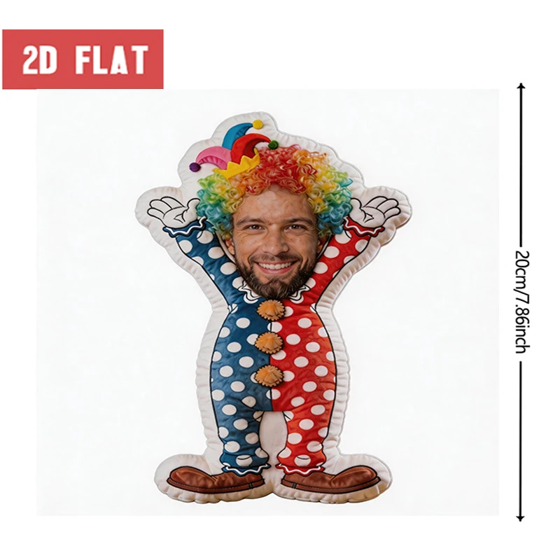 Personalized Photo Clown Shaped Pillow - Large Custom Face Cushion with Your Own Picture, Suitable for Sofa & Bed Decor, Birthda