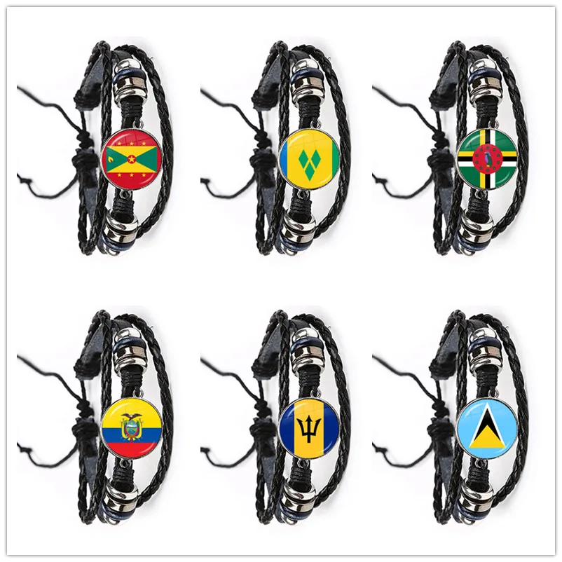 A comunidade de dominica, santa lúcia, são vicente e granadinas, barbados, granada, equador bandeira nacional pulseira de vidro