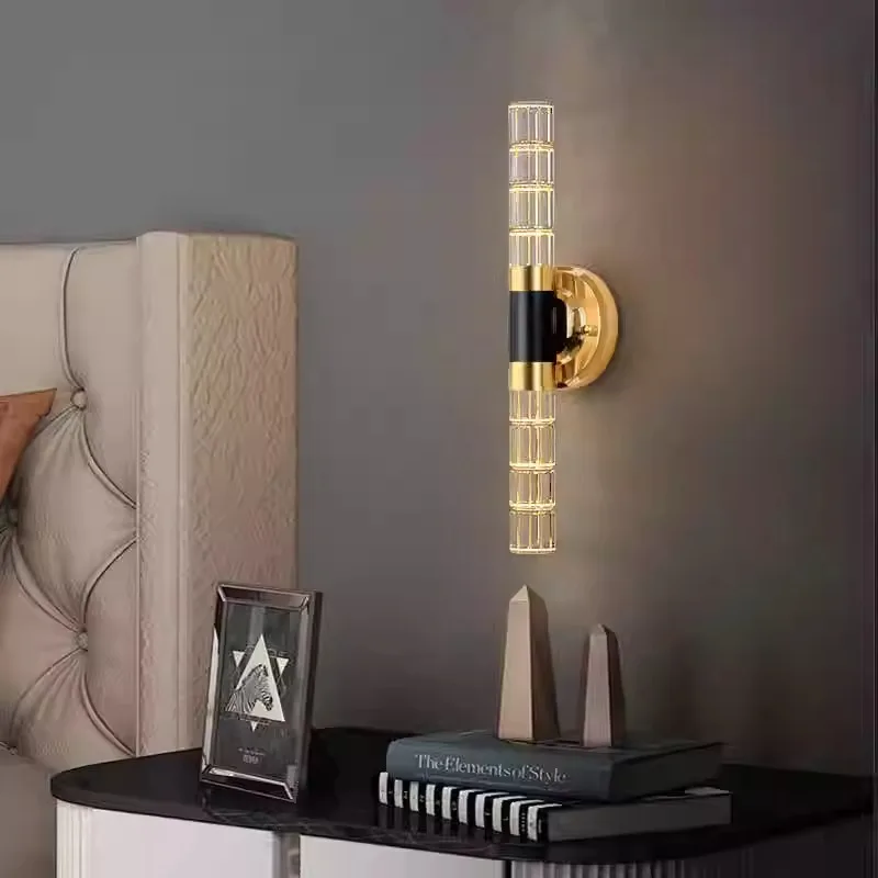 Crystal Rod LED Light Modern Wall Light Bedroom Bedside Living Room Wall Lamp Nordic Aisle Corridor Interior Lighting Fixture