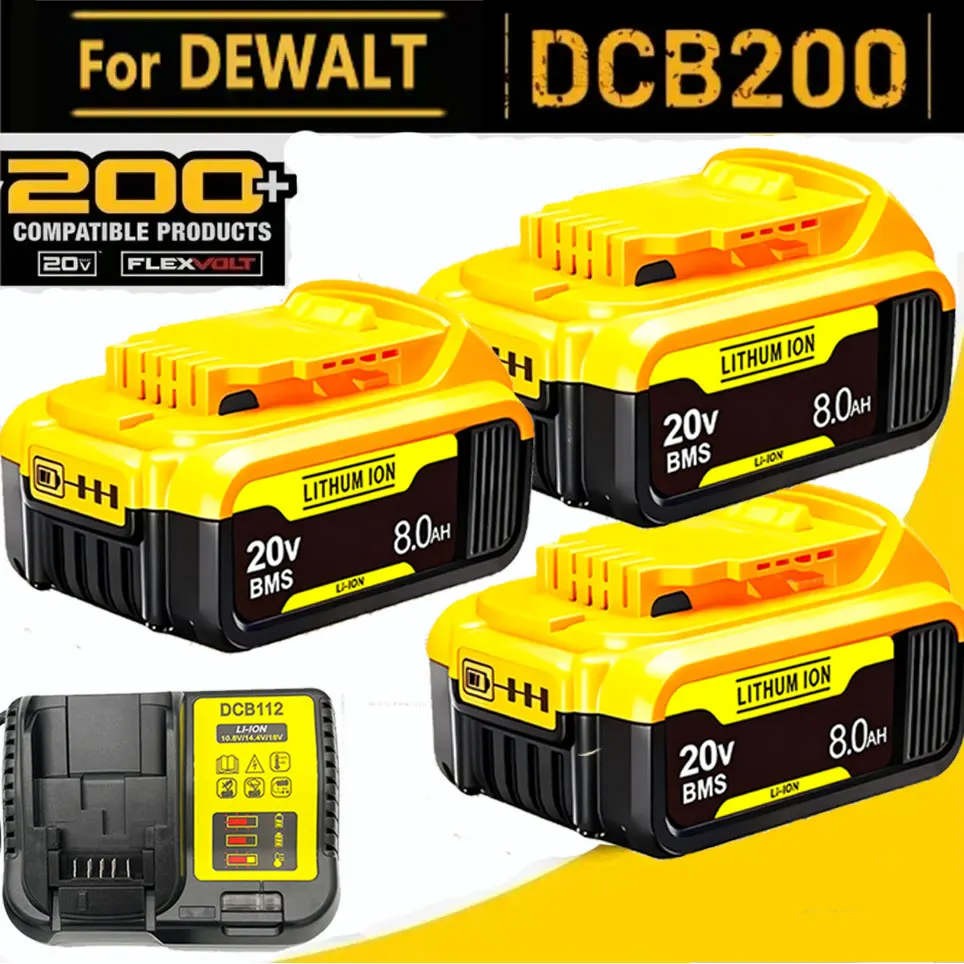 Alimentation pour DEWALT 8.0AH DCB609 18V 20V batterie Lithium-ion pour Dewalt DCB204 DCB205 DCB206 DCB609 DCB184 DCB200