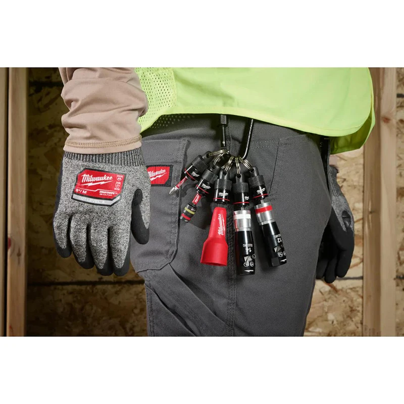 Milwaukee 5-teiliges Schlüsselanhänger-Set mit Schraubenzangenhalter, Bohrerhalter, tragbarem Sechskant-Bohrer-Schlüsselanhänger 48-32-4537