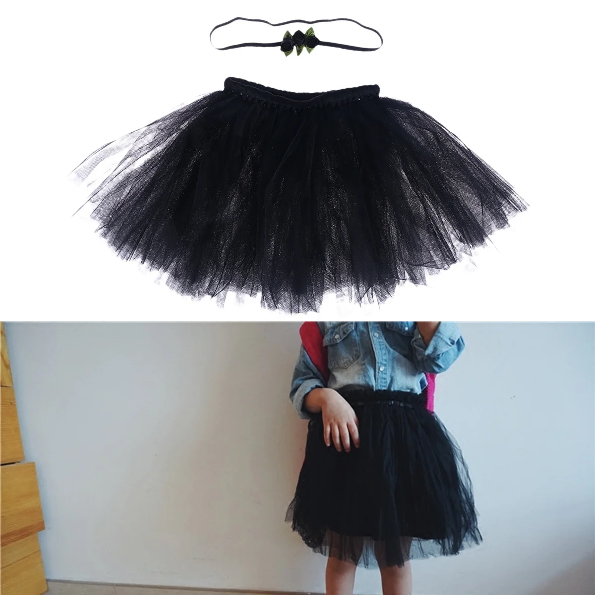 

1 Piece Newborn Tutu Skirt Set with Flower Headband Soft Lightweight Polyester Elastic Waist Tulle Dress for Baby Girls