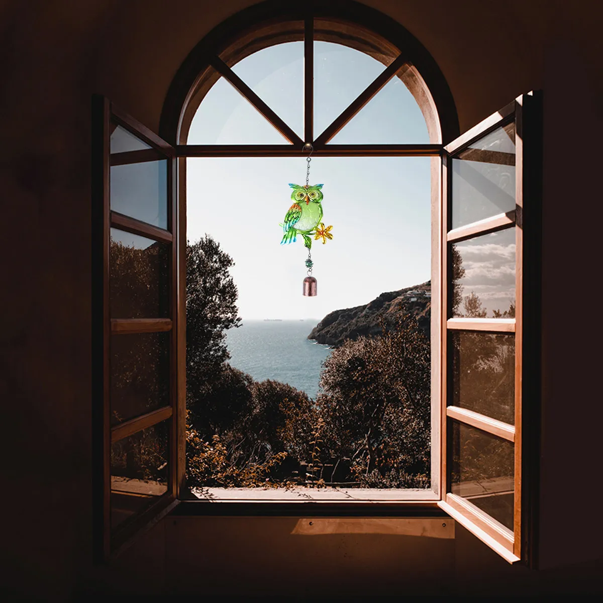 

2 шт. Ретро-колокольчики в форме совы, подвесные украшения для дома, декор для стен и дверей, подвеска в виде животного, декоративный ветряной колокольчик