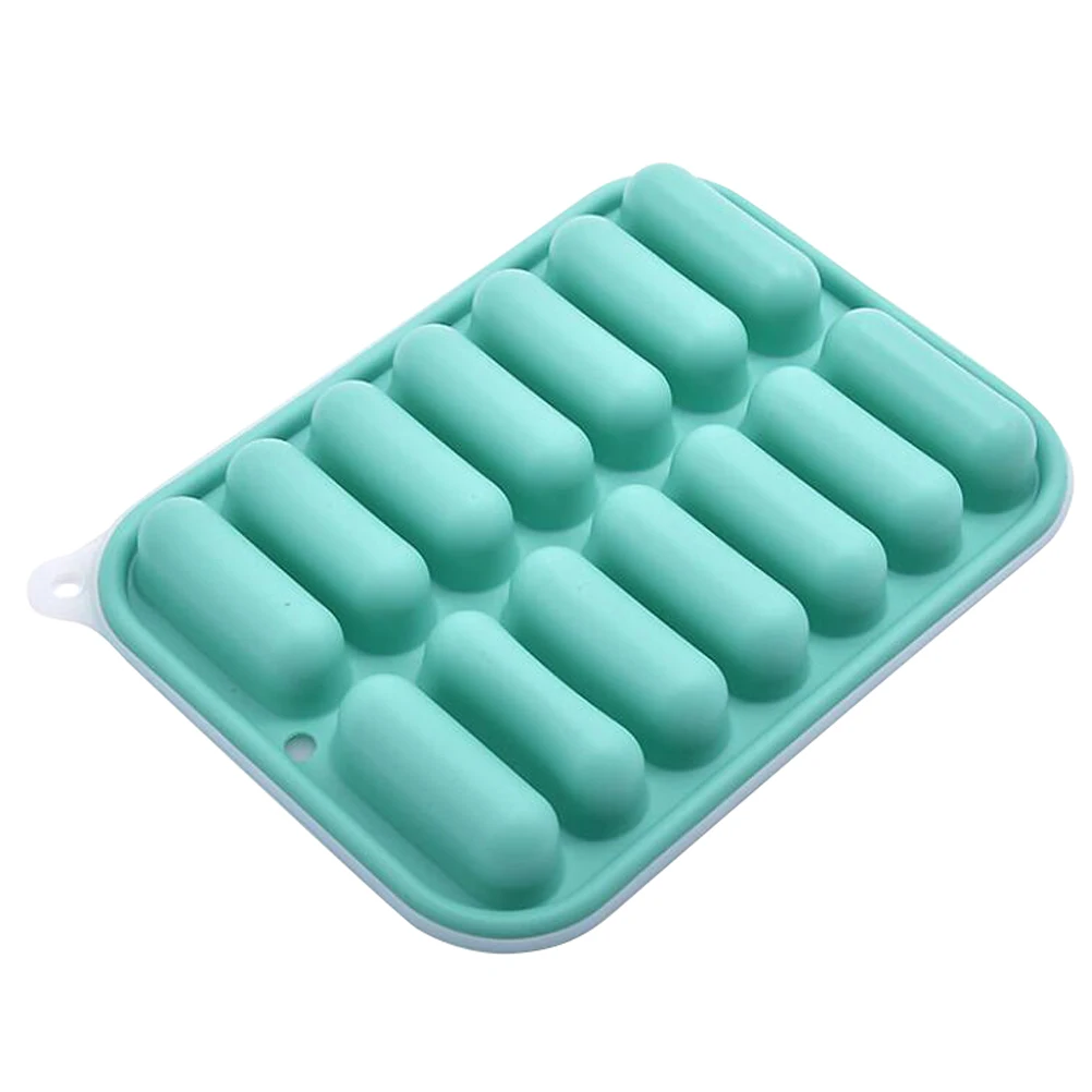 

1pc Silicone Ice Cube Tray Sausage Mold Green Easy Clean Long Term Use Practical Simple Design Fondant Mold Housewarming