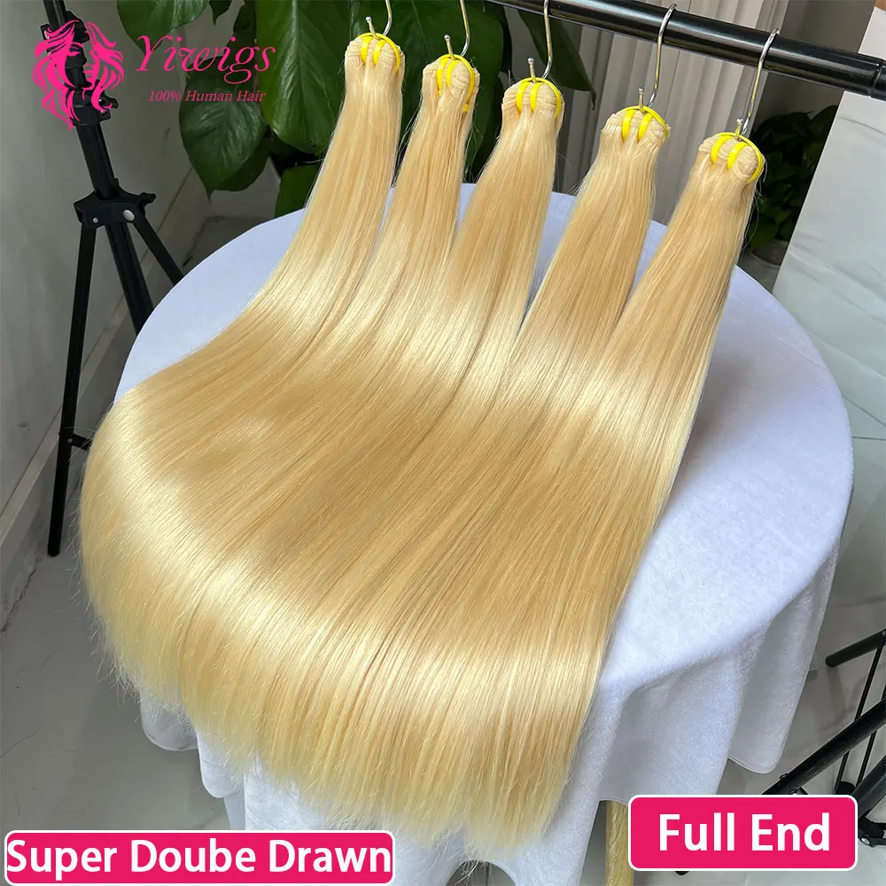 Super Double Drawn 613 Honey Blonde Straight Human Hair Bundles 100% Original Human Hair 10-30Inch 1/3/4 Brazilian Hair