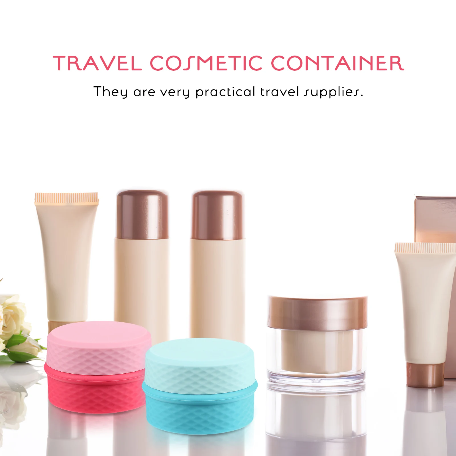 

2 Pcs Travel Silicone Containers Set Leakproof Portable Travel Jars for Creams Lotions Moisturizers Foundation Storage