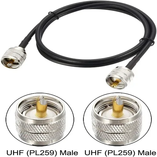 Imagen 2 del producto Extensión de Cable macho PL259 UHF a PL259 UHF, Conector de Cable Coaxial RG58, engarce para RG58, 50ohm, entrega rápida, latón y cobre