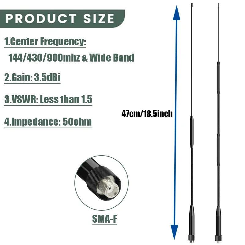 Walkie Talkie Antenna RH901S Coil Loaded Soft Whip Aerial SMA-Female 144/430/900MHz Amplify Signals For UV-5RH DM-1701 Ham Radio