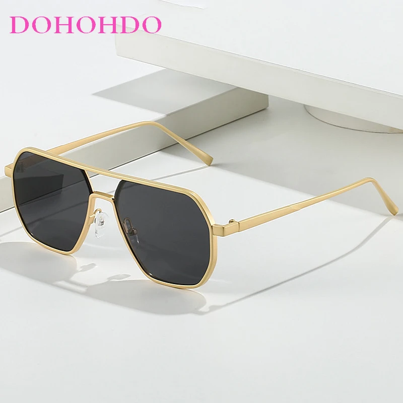 

Retro Twin Bridge Large Frame Pilot Sunglasses Women Men Brand Designer Outdoor Travel Driving Eyewear UV400 Gafas De Sol Mujer