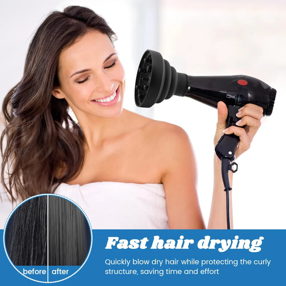 Diffuseur de cheveux pliable, accessoire pour sèche-cheveux, diffuseur Portable en Silicone pour cheveux bouclés, diffuseur universel pour sèche-cheveux