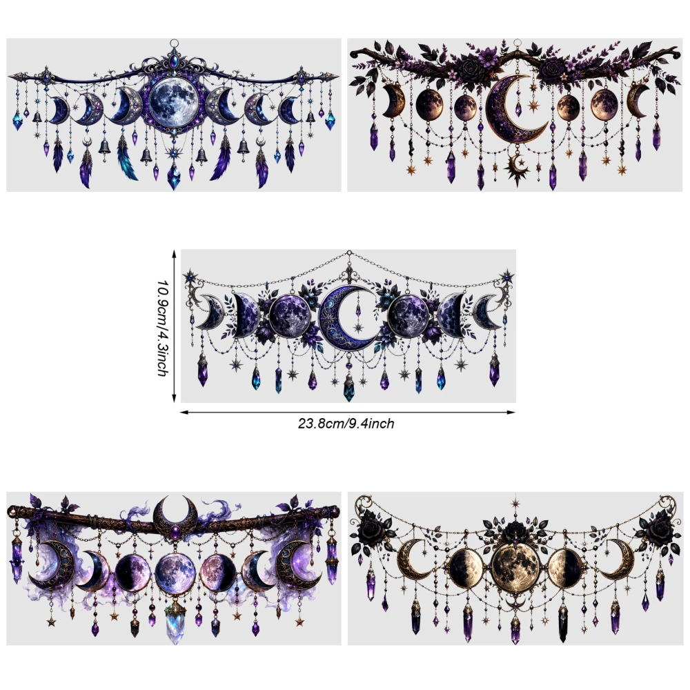 5 Sheets Moon Phase Dreamcatcher UV DTF Stickers for 16 oz Tumbler Transfer Sticker Decal Cups Decoration