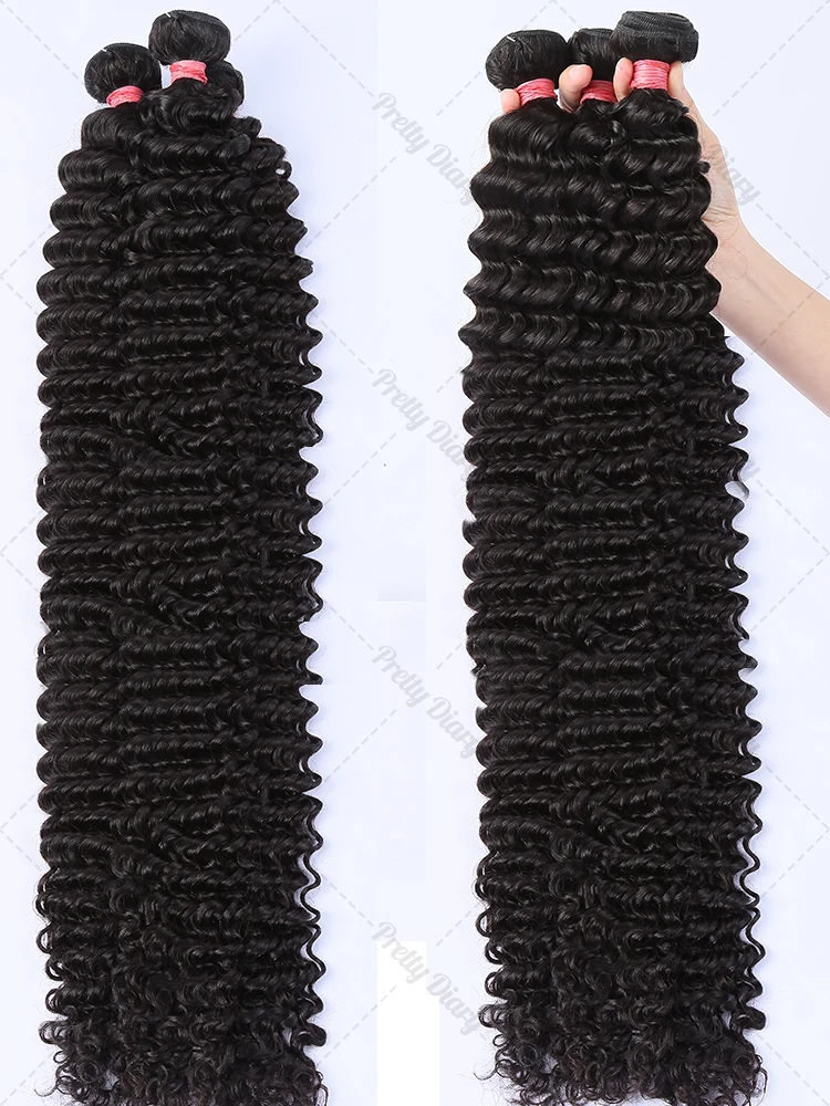 Deep Wave Human Hair Bundles Curly Hair Brazilian Weaving 28 30 40 42 Inch Natural Human Hair Water Wave Extensions 3 4 5 Bundle