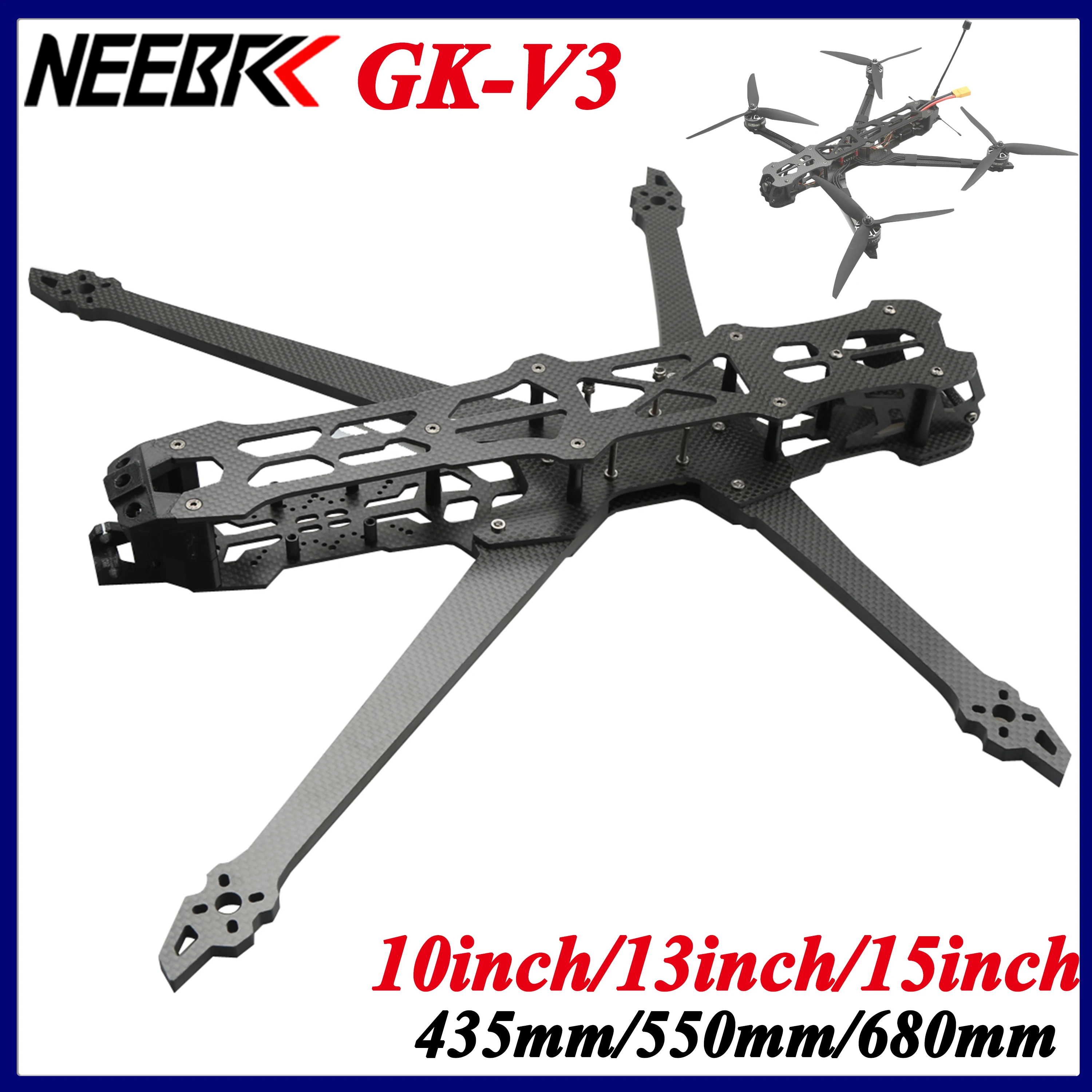 GK-V3 10/13inch/15inch Frame Kit 435mm/550mm/680mm Carbon Fiber for Freestyle Long Range Racing Drone RC Quadcopter Multicopter