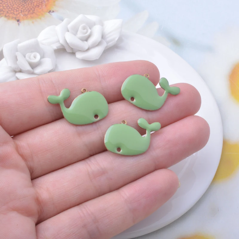 6 Stück Kupfer-Emaille-Delfin-Anhänger, beidseitig mit Öltropfen-Motiv, Verbindungsstück für DIY-Schmuck- und Ohrringherstellung – Detail 6